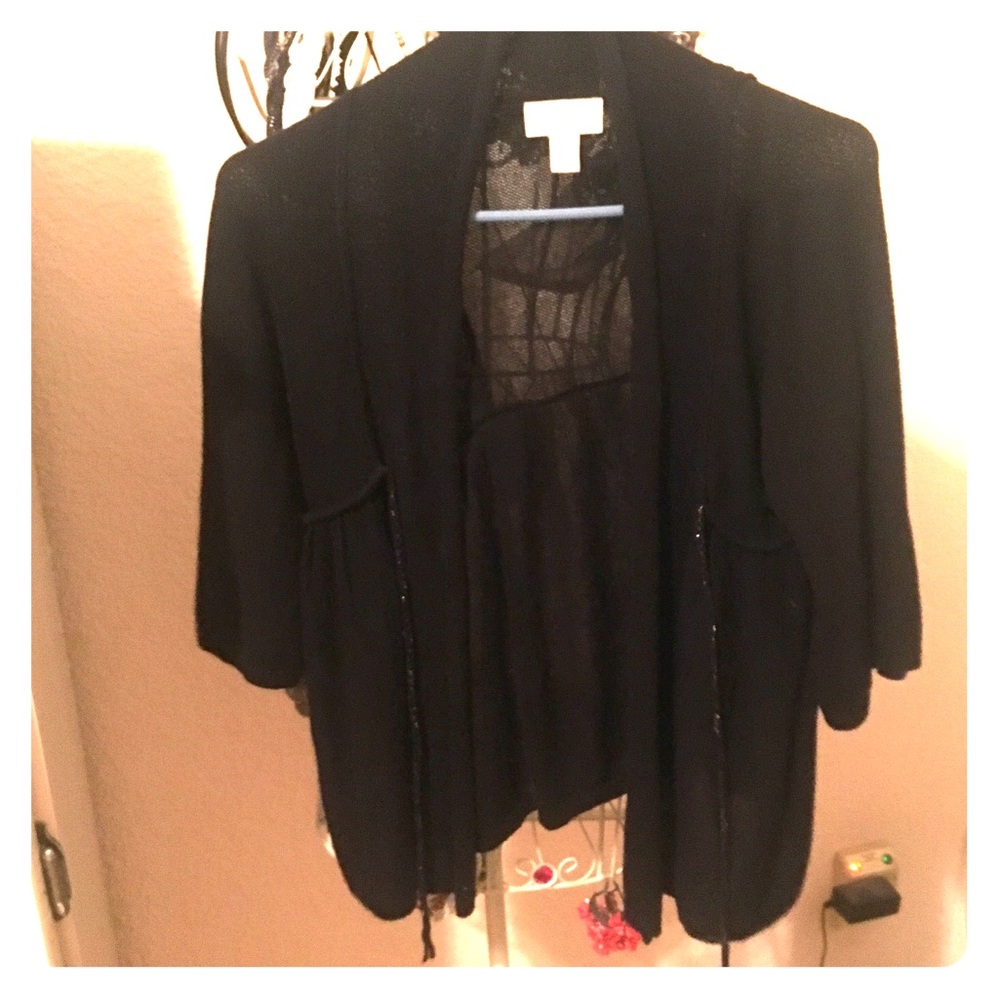 LOFT by Ann Taylor Tie Cardigan in Black
